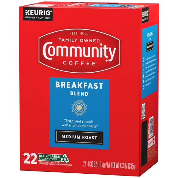 Community Coffee Breakfast Blend Kcups 22 count